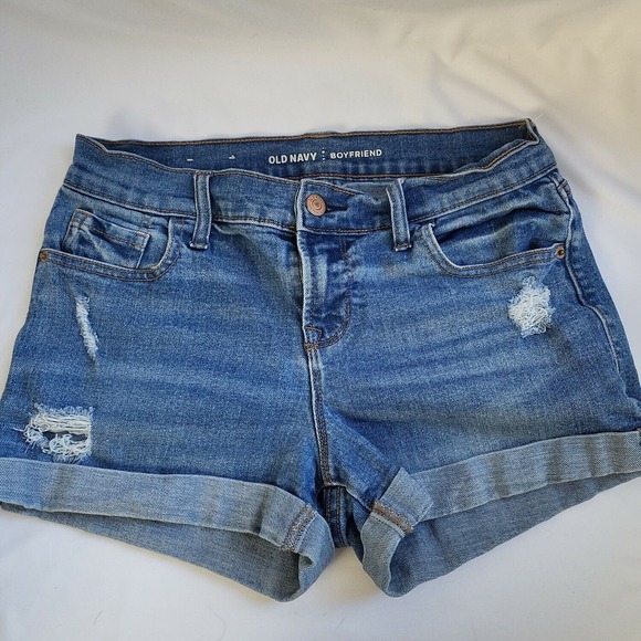 Old Navy Womens Blue Flat Front Distressed Denim Boyfriend Shorts Size 2 - Picture 1 of 7